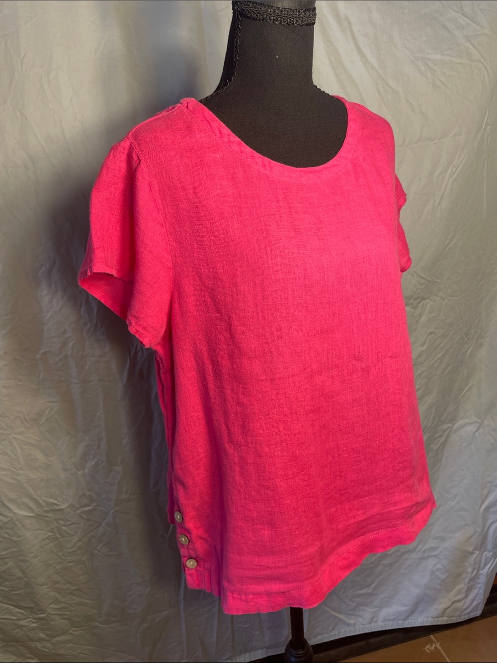 Cynthia Rowley Hot Pink Short Sleeve Linen Tunic